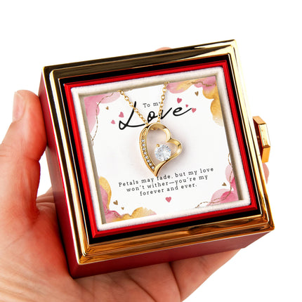Romantic Gift For My Love – Forever Love Necklace with Preserved Rose Gift Box