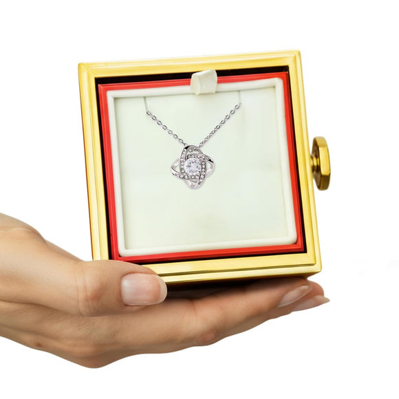 For Beautiful Mom- Eternal Love Knot Necklace with Preserved Rose Gift Box