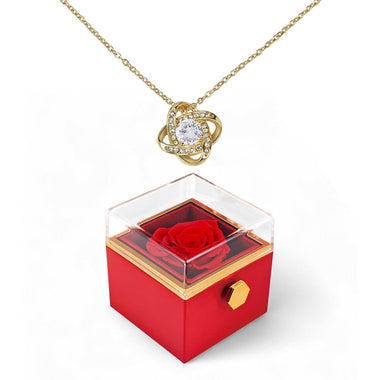 For Beautiful Mom- Eternal Love Knot Necklace with Preserved Rose Gift Box