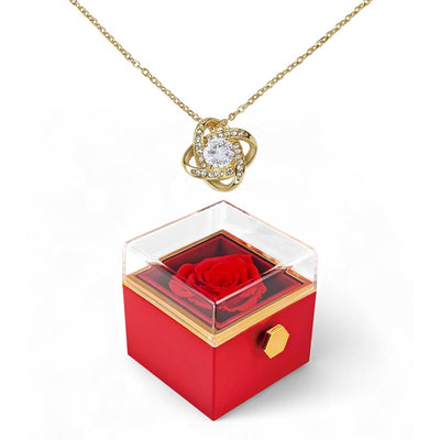 For Beautiful Mom- Eternal Love Knot Necklace with Preserved Rose Gift Box