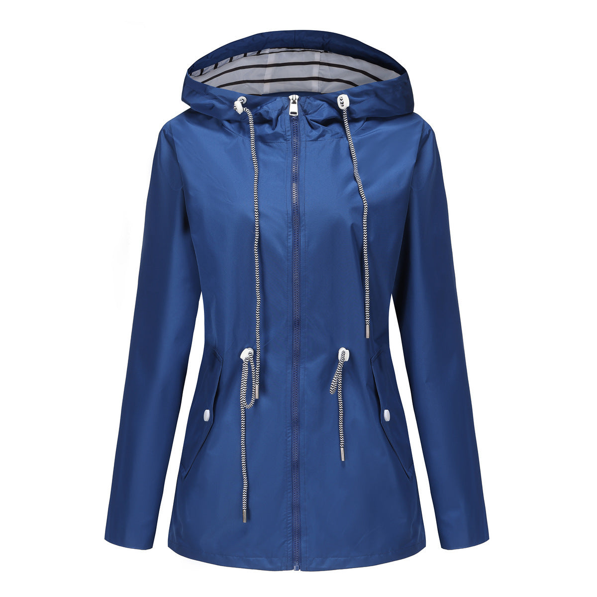 Women's jacket hooded waterproof elegant windbreaker zipper