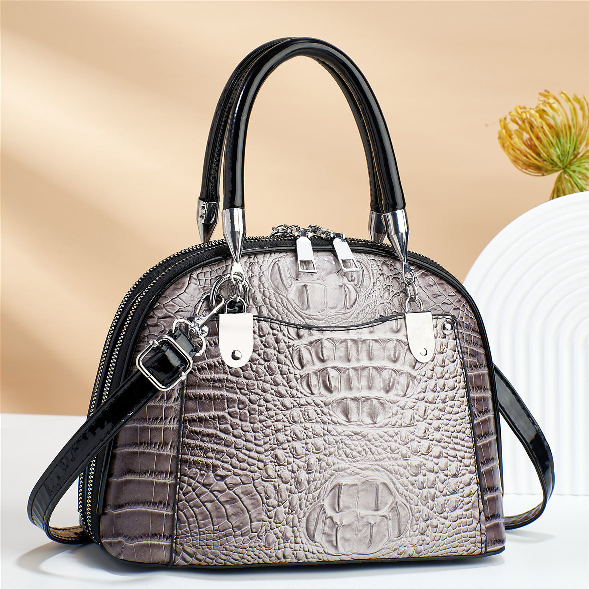 Women's handbag leather crocodile pattern retro luxury shoulder strap