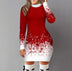 Women's dress elegant long sleeve Christmas print