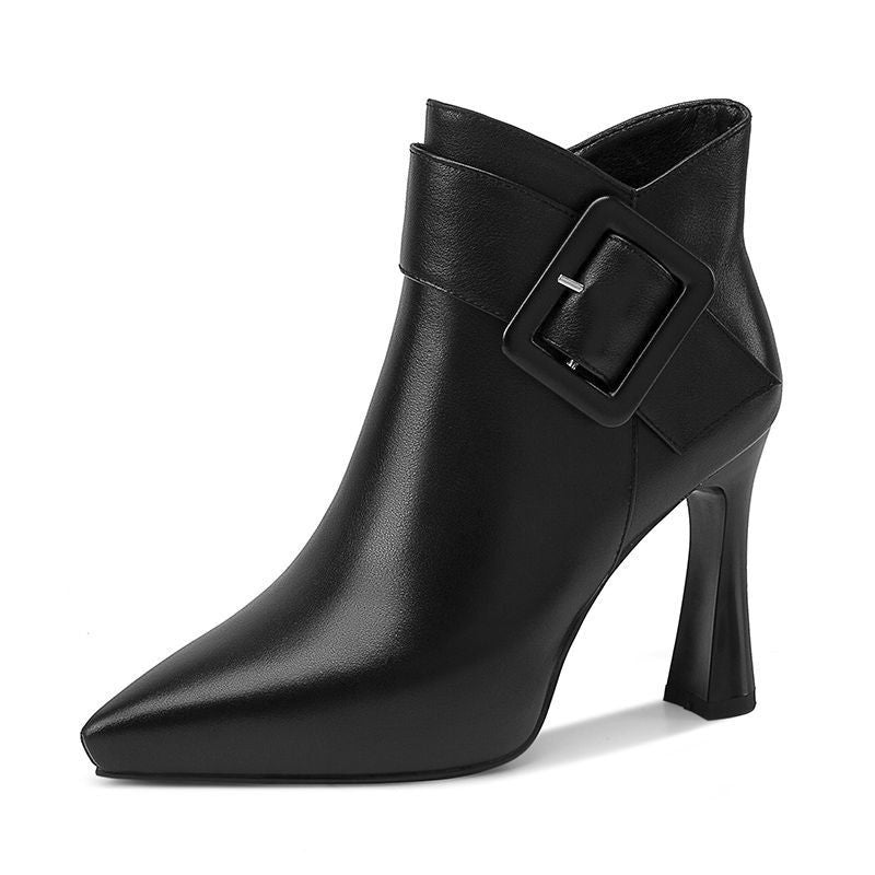 Women's ankle Boots skinny high heel elegant, waterproof belt buckle