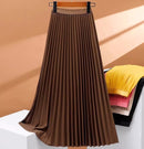 Women's skirt pleated elegant high waisted solid versatile