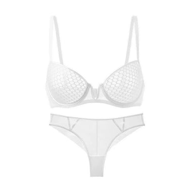 Buy white Women's lingerie bra set sexy in lace elegant