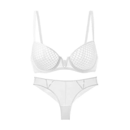 Buy white Women's lingerie bra set sexy in lace elegant