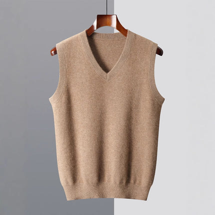 Men’s Sweater Vest Elegant Ribbed Knit Sleeveless V Neck Business Style