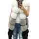 Women's Vest Coat in fox fur with square panels elegant long and warm