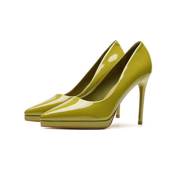 Women Shoes sexy Patent Leather, pointed stiletto high heels, office