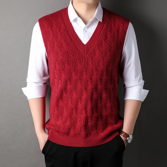 Men's Vest Elegant Knitted Woolen Twisted Loose Sleeveless Business