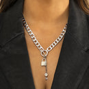 Women's Necklace thick with shiny lock and key pendant accessories