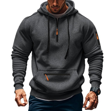 Buy dark-gray Men’s Hooded Fleece Lined Warm Zip Up Jacket Coat with Drawstring