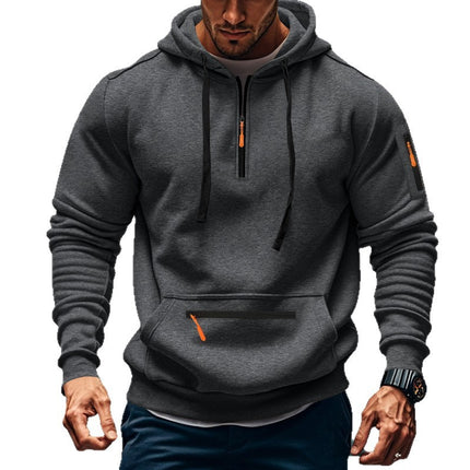 Comprar gris-oscuro Chaqueta con capucha forro polar y cremallera cálida con cordón ajustable