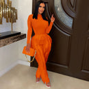 Elegant Women Jumpsuit Long Sleeve O-Neck Tank Top Fringed Trousers