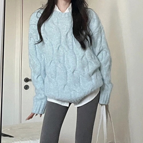 Women's sweater Knitted long sleeve casual  vintage, round neck