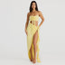 Women's dress floral tube top elegant high skirt with split straps