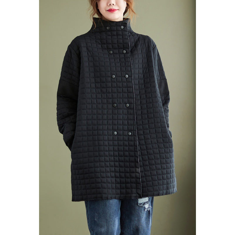 Women's coat mid-length thick thermal cotton double breasted warm