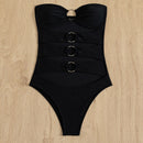 Women's swimwear one-piece elegant solid color beach