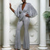 Jumpsuit Sexy Sequined Deep V Neck Large Size for women