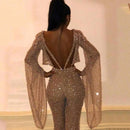 Women's Jumpsuit Elegant Two Piece Sequin Backless Long Sleeve