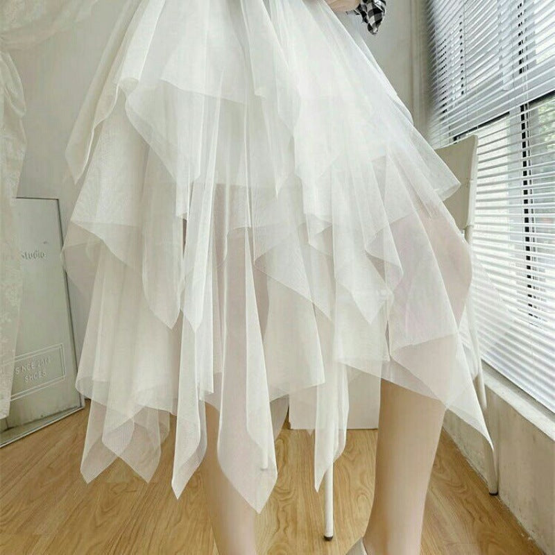 Women's skirt trapeze in Tulle elegant high-end degraded