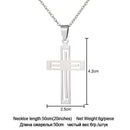 Collier élégant pendentif croix en acier inoxydable unisexe-9