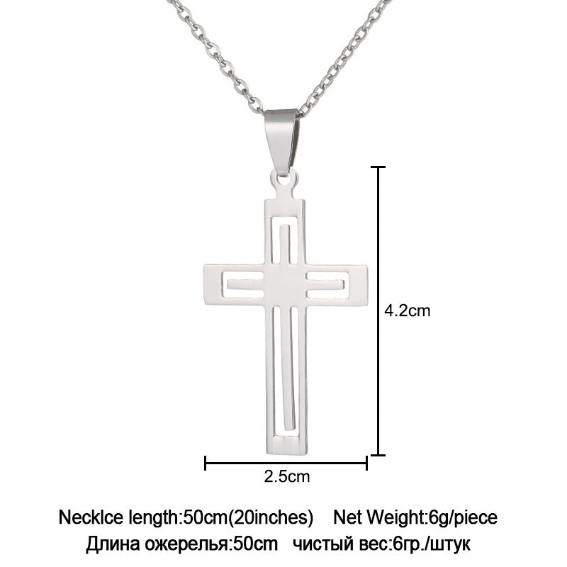 Collier élégant pendentif croix en acier inoxydable unisexe