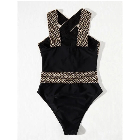 Women's swimwear one-piece elegant solid color