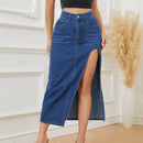 Women's Hollow Stitching Denim Long Skirts, Elegant, Casual