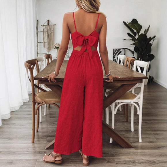 Women's Jumpsuit Elegant Casual Strap Bow Back Detail Chic