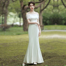 Women's Light Wedding Dress Satin Strap Suspender Tail Gown