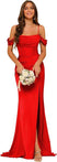 Women’s Mermaid Gown Bridesmaid Satin Off Shoulder 
