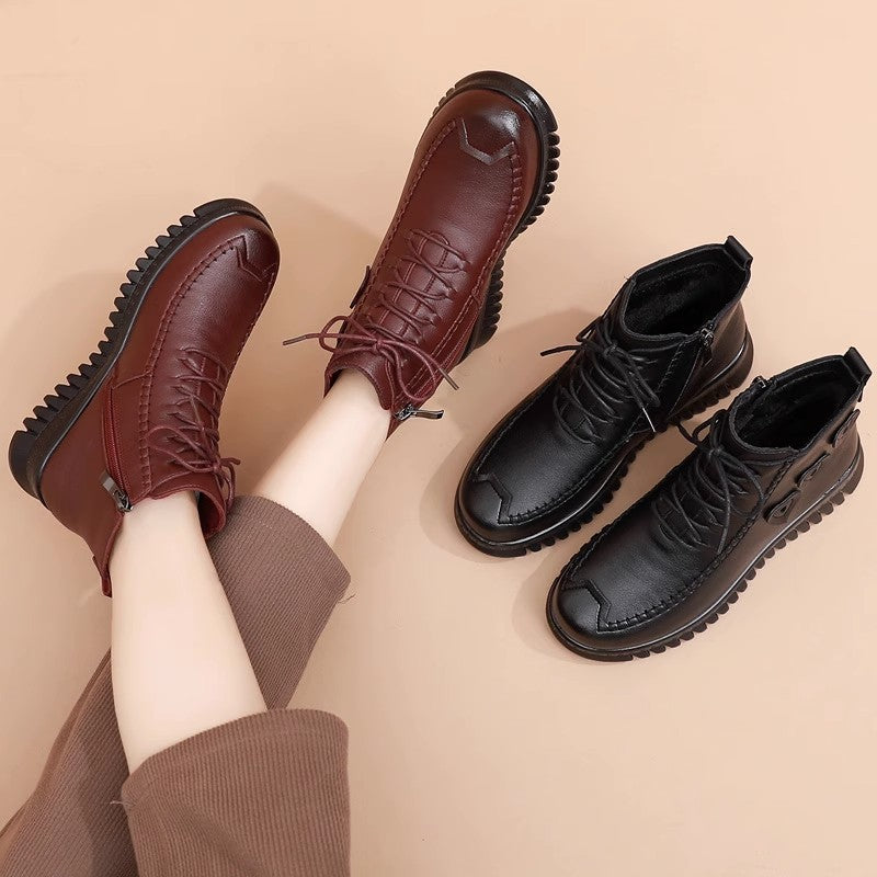 Women's boots leather snow comfortable raincoats elegant non-slip warm winter