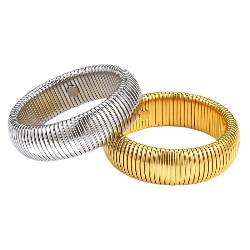 Women's bracelets in titanium steel does not fade high quality elastic