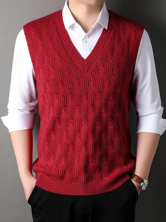 Men's Vest Elegant Knitted Woolen Twisted Loose Sleeveless Business
