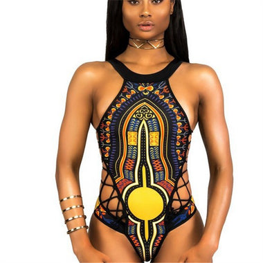 Women's swimwear one-piece elegant ethnic print