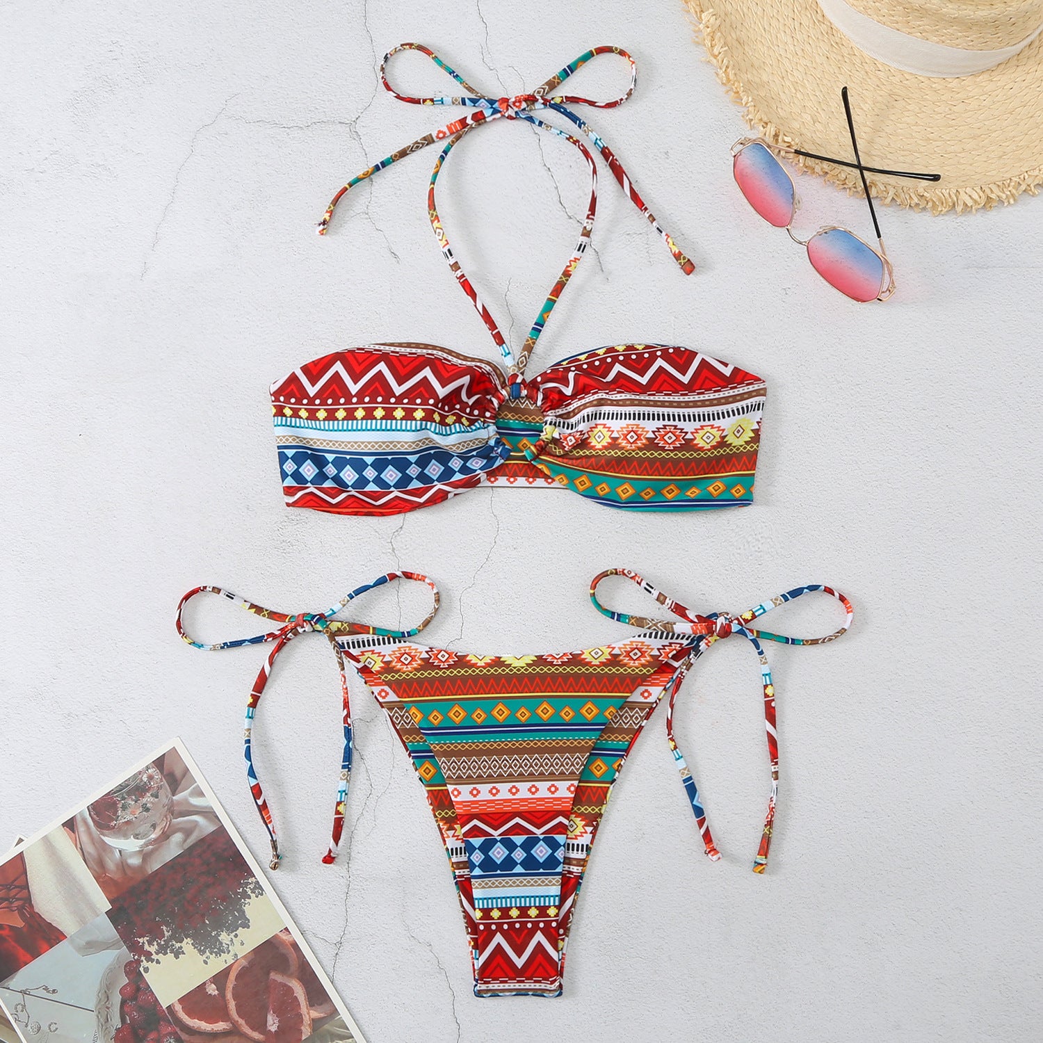 Women's swimwear Bikini 2 pieces elegant halter split