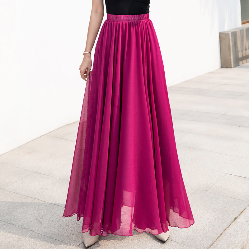 Women's long skirt elegant chiffon princess pleats