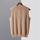 Men’s Sweater Vest Elegant Ribbed Knit Sleeveless V Neck Business Style