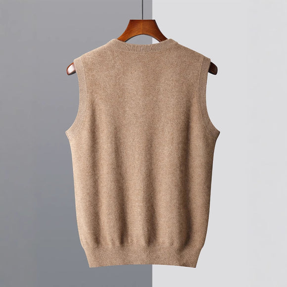 Men’s Sweater Vest Elegant Ribbed Knit Sleeveless V Neck Business Style