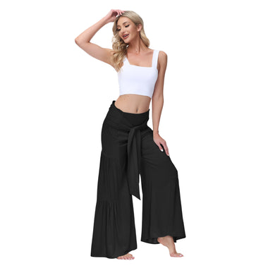 Elegant wide leg pants for women, elastic waist, casual, sexy, split