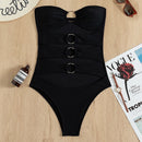 Women's swimwear one-piece elegant solid color beach