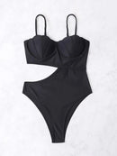Women's swimwear one-piece European and American solid color