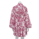 Elegant Boho Trapeze Dress women Printed with Puff Sleeves-7