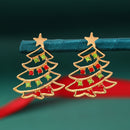 Women's earrings shaped like a Christmas tree  elegant in colored zircon