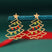 Women's earrings shaped like a Christmas tree  elegant in colored zircon