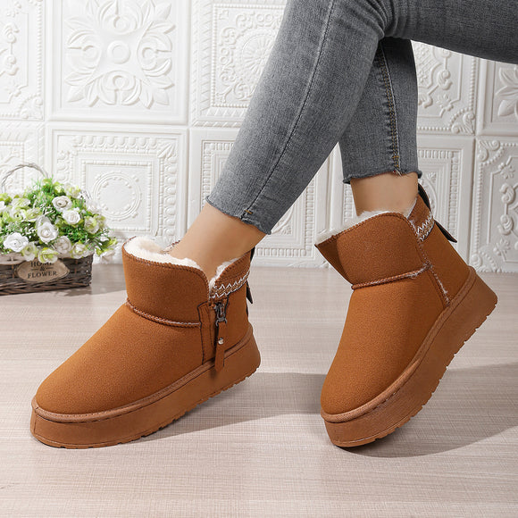 Women’s Ankle Boots Elegant Snow Side Zipper Thick Sole Height Increase