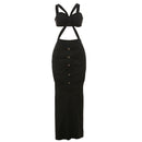 Women's Elegant Fitted Sexy Evening Dress Cut-Out Backless Strappy-6