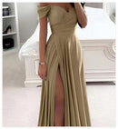 Women's dress evening Backless long slit on the side off shoulder elegant